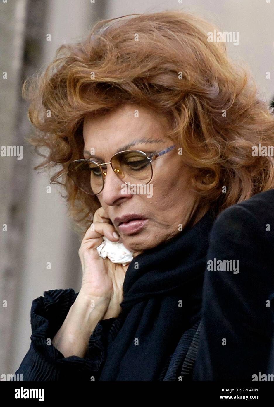 Italian actress Sophia Loren attends the funeral of her husband Carlo ...