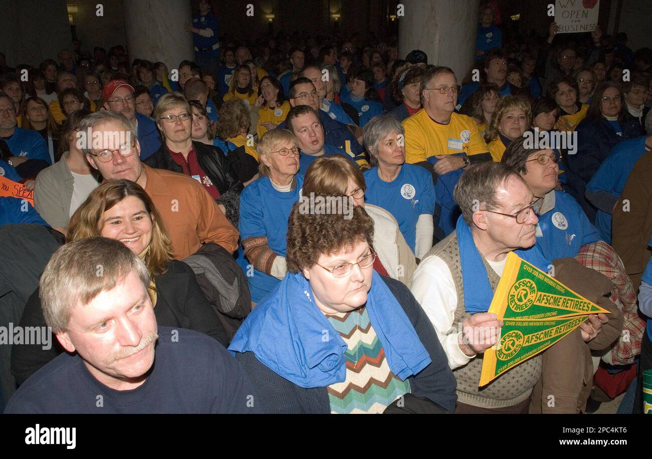 Supporters of West Virginia's various educational employee unions rally