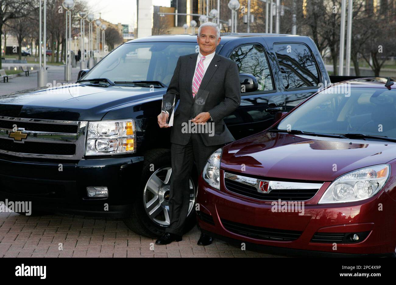 Robert Lutz, Vice Chairman, General Motors Corp. is shown holding the