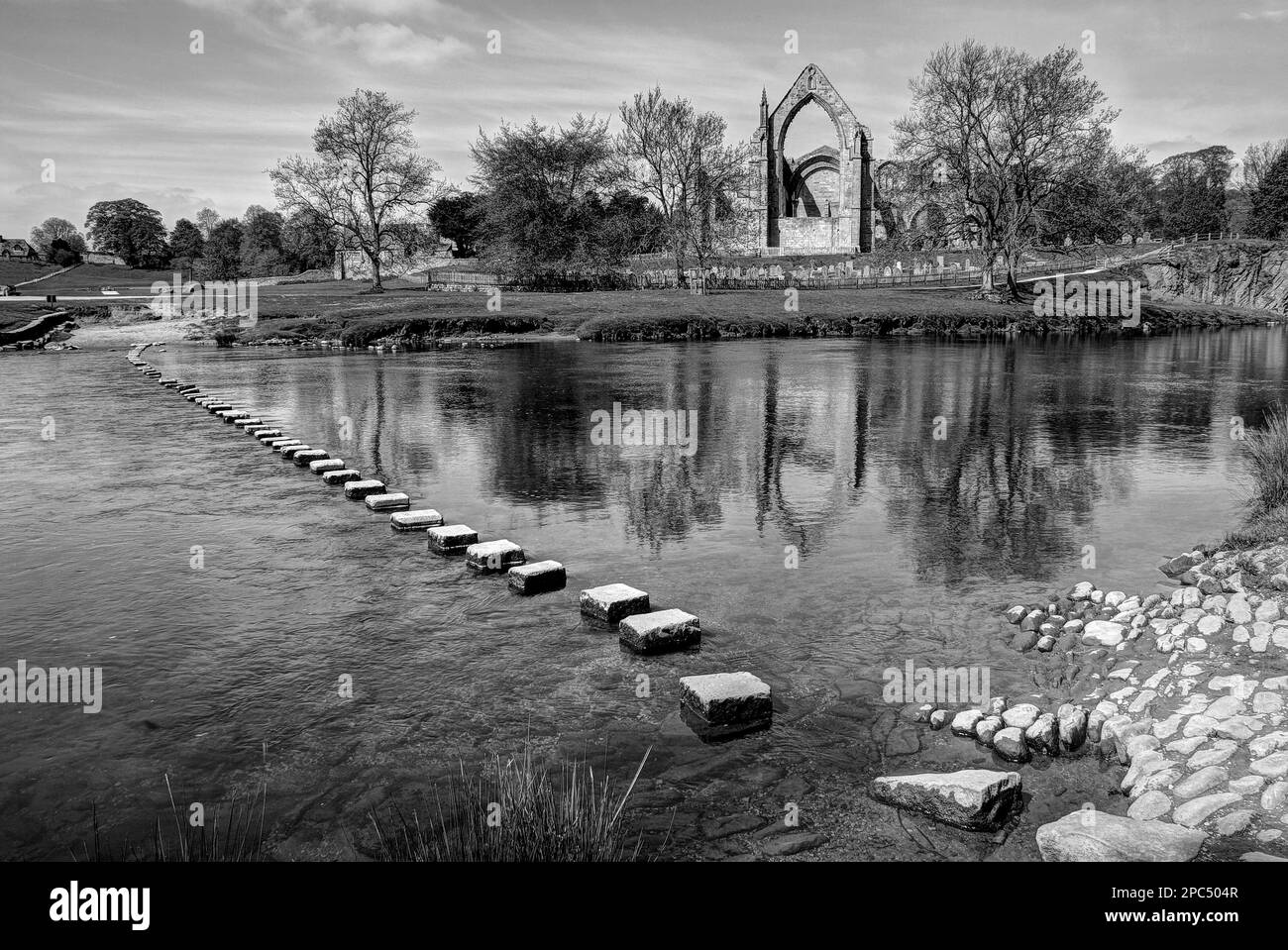 Bolton abbey stepping stones Black and White Stock Photos & Images Alamy