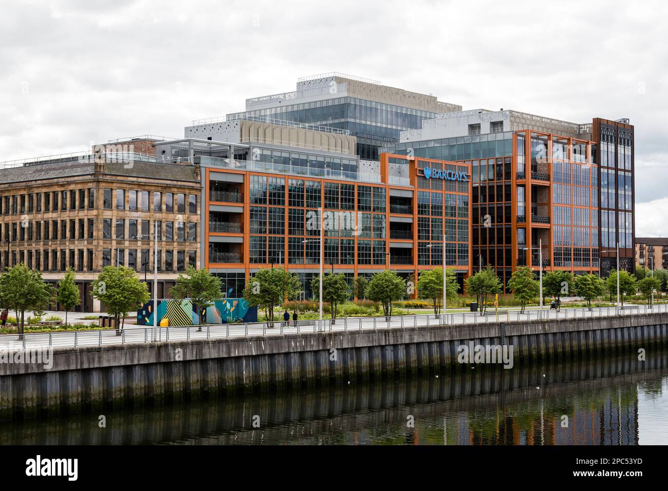 Barclays Bank Glasgow Campus headquarters, formerly Buchanan Wharf, beside the River Clyde, Tradeston, Glasgow, Scotland, UK Stock Photo