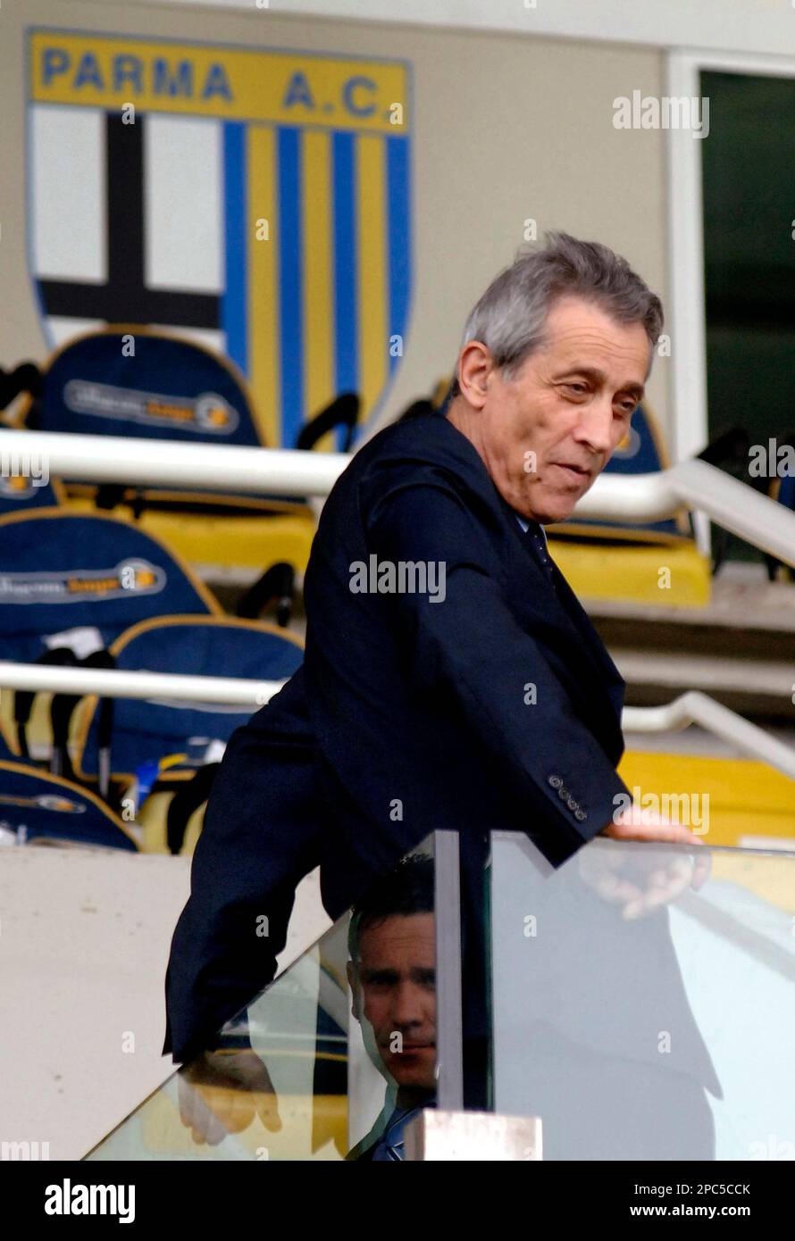 FILE ** AC Parma and Parmalat chief executive Enrico Bondi is seen at the  stadium in Parma in this 2005 file photo. Italian Serie A soccer club AC  Parma is putting