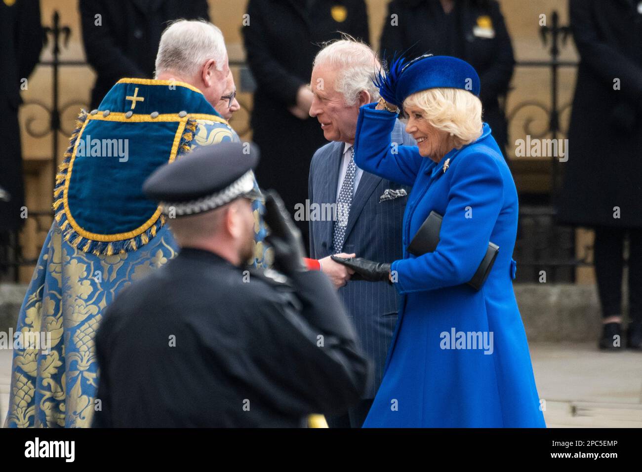 London, UK. 13 March 2023. King Charles and the Queen Consort arrive