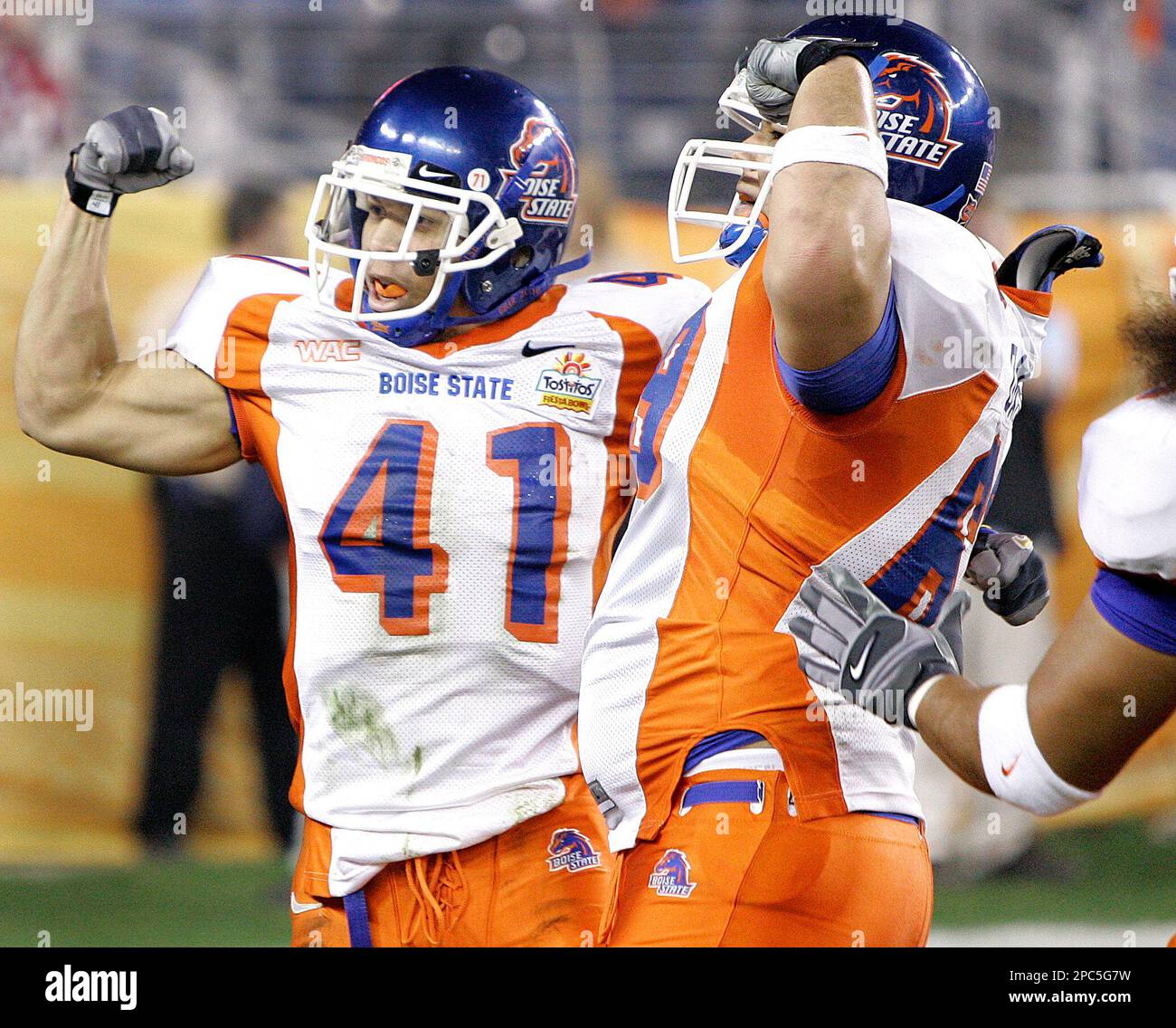 Boise State running back Ian Johnson (41) celebrates his