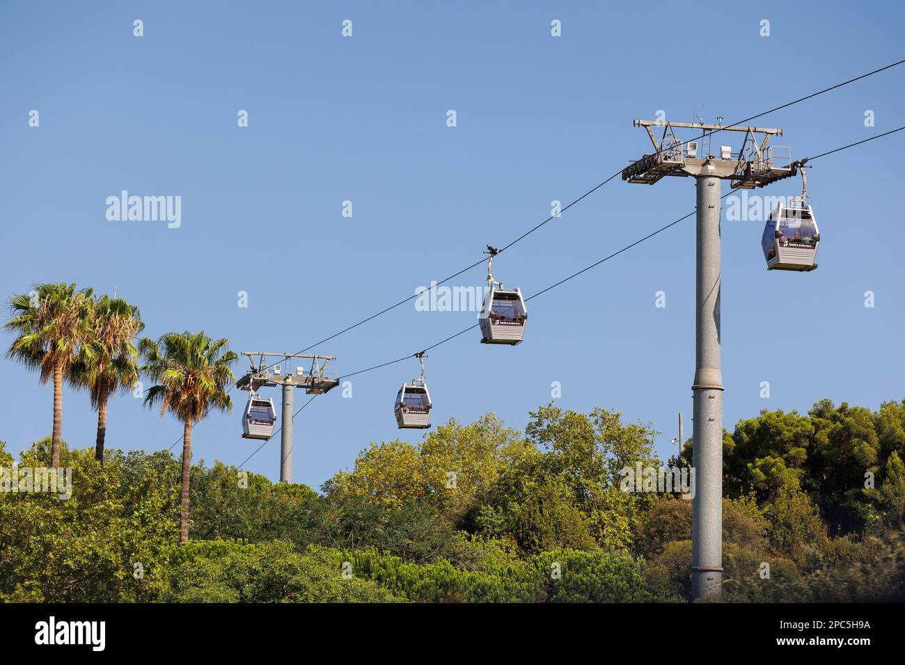 Montjuic Cable Car or Teleferico de Montjuic in Barcelona, Spain Stock ...