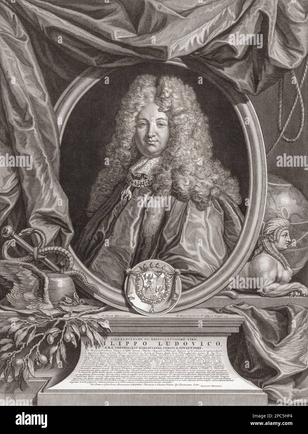 Philipp Ludwig Wenzeslaus Reichsgraf von Sinzendorf, 1671 - 1742.  Austrian diplomat.  Court Chancellor for foreign affairs of the Habsburg monarchy.  After a print by Bernard Picart from the work by Hyacinthe Rigaud Stock Photo
