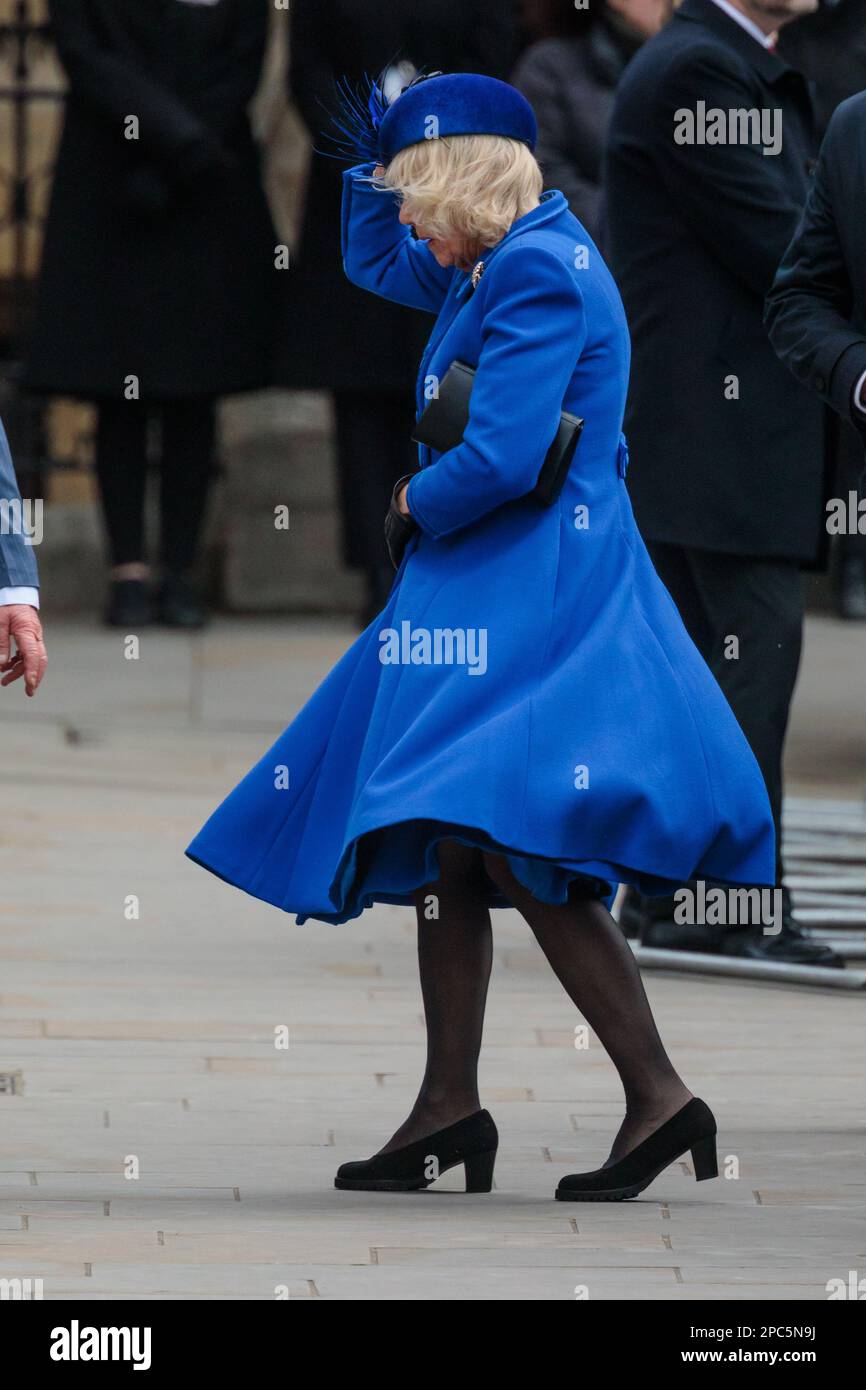 Westminster, London, UK. 13th March 2023.  Her Majesty Camilla, Queen Consort, attends a service for Commonwealth Day at Westminster Abbey. Photo by Amanda Rose/Alamy Live News Stock Photo