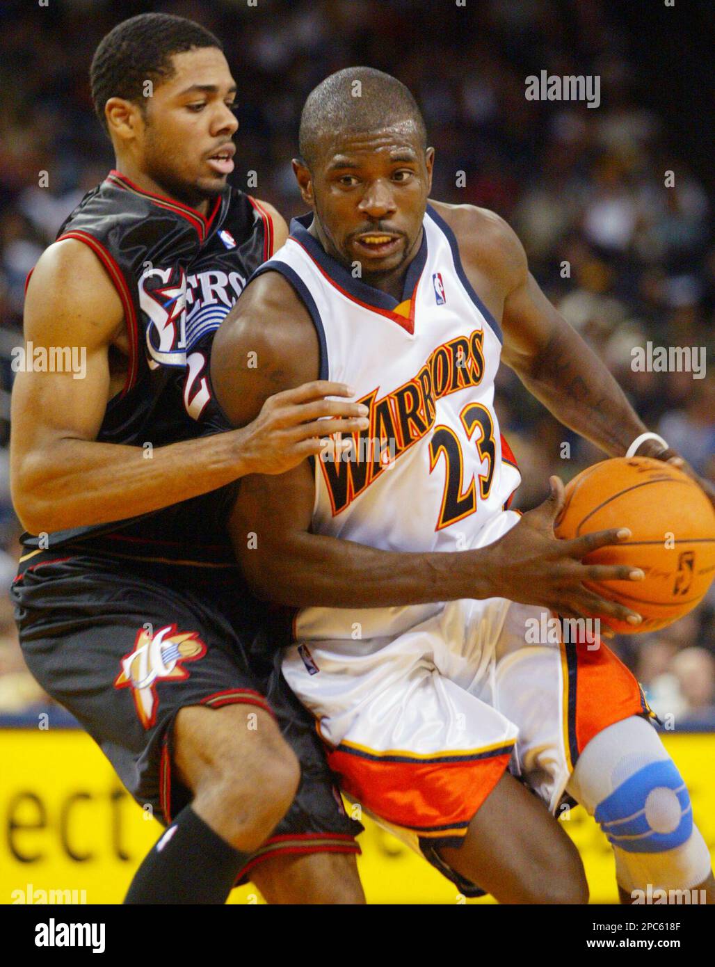 Golden State Warriors Jason Richardson (23) goes up for a jam in the first  half against the Minnesota Timberwolves at the Oracle Arena in Oakland,  California on April 15, 2007. (UPI Photo/Terry