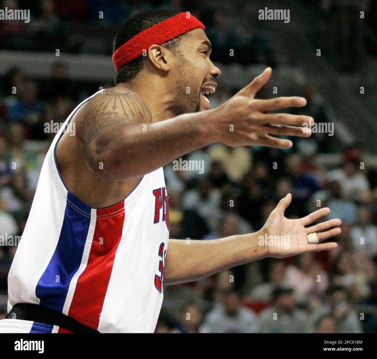 Detroit Pistons forward Rasheed Wallace argues a call and is whistled for a  technical foul in the fourth quarter of their basketball game against the New  Jersey Nets Tuesday, Dec. 26, 2006,