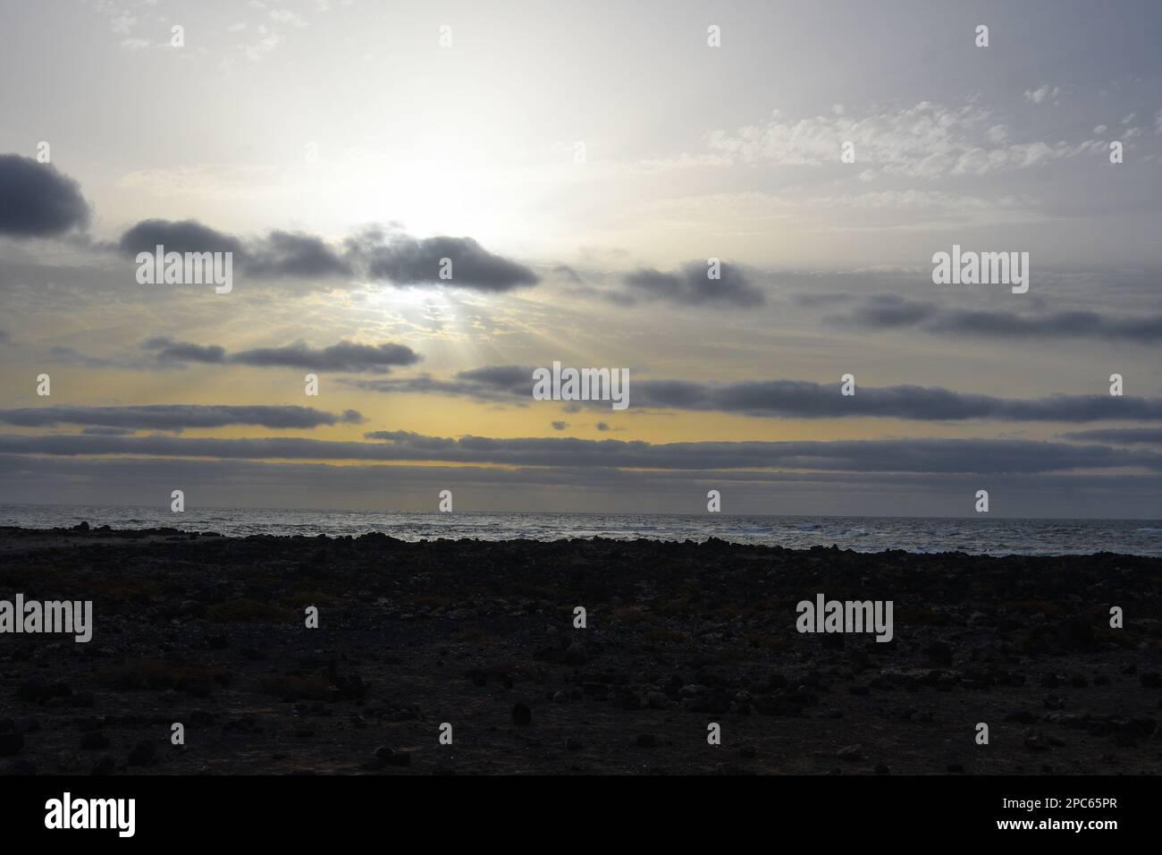 sunset by the sea on a beach in Fuerteventura Stock Photo - Alamy