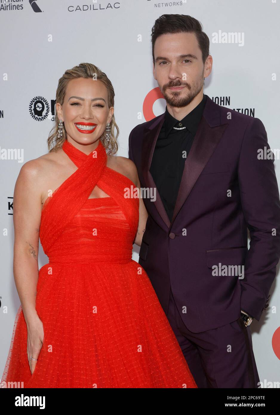 Hilary Duff and Matthew Koma attend the Elton John AIDS Foundation's