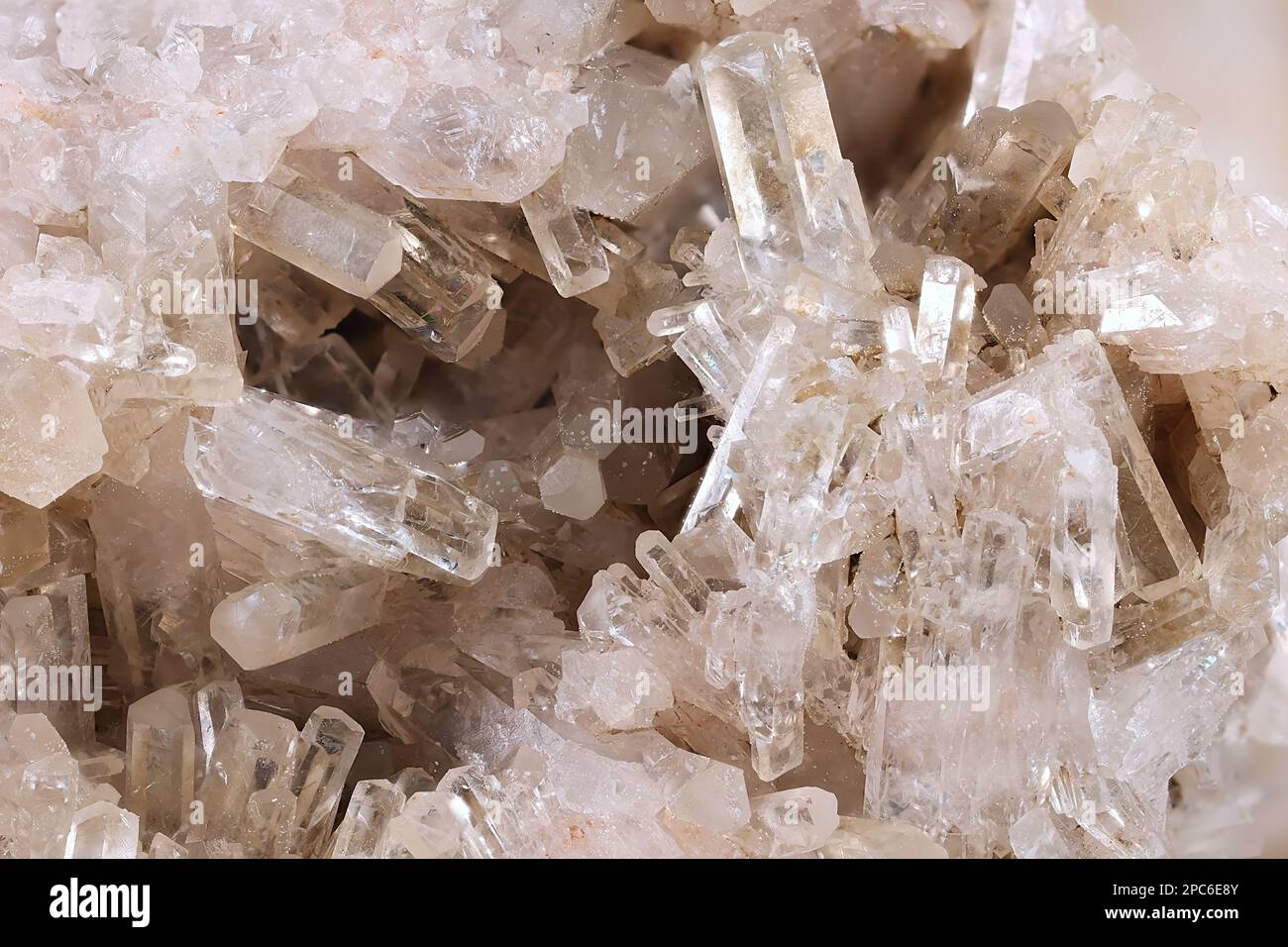 Pocket of calcite crystals in marble.  Sample from Illo carbonate qyarry, Finland. Stock Photo