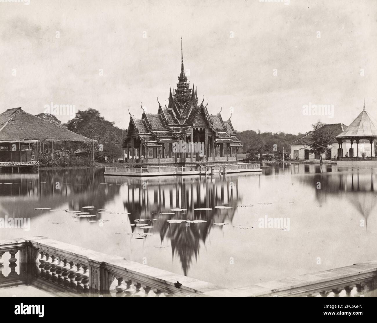 19th c. photo: Thailand, Siam, Bangkok Royal summer Palace Stock Photo