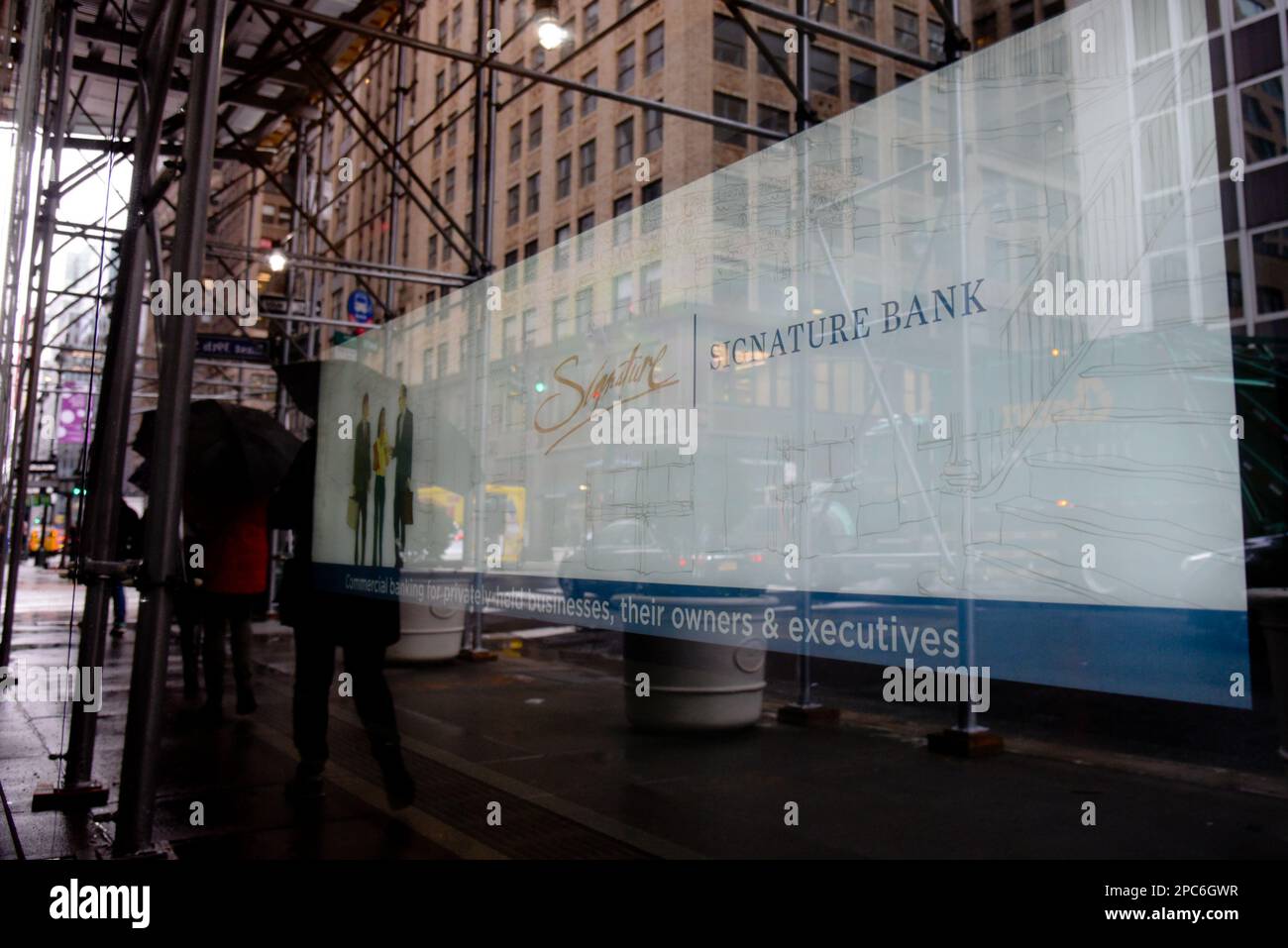New York, USA. 13th Mar, 2023. A view of the Signature Bank branch on Madison Avenue and 39th