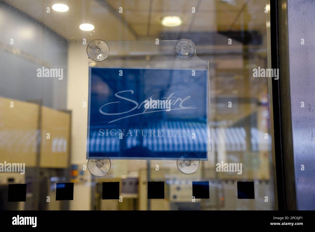 New York, USA. 13th Mar, 2023. A view of the Signature Bank branch on ...