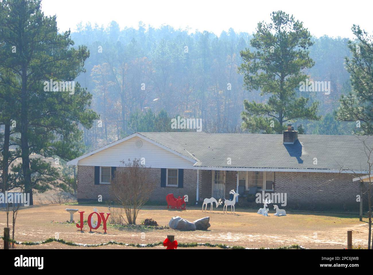 The home of Joshua McLaughlin, 15, in New Ellington, S.C., is seen