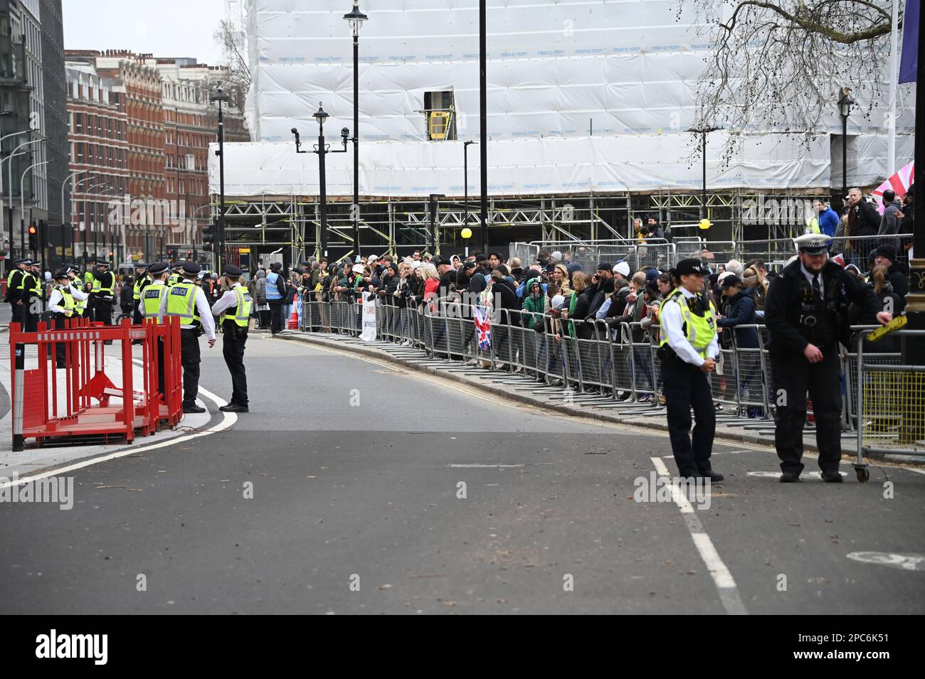 London, UK. 13th Mar, 2023. 13th March 2023, Westminster Abbey, London, UK. Anti-monarch against Charles III - King of the United Kingdom, protest the imposition of the billionaire Racist Royal Family, costing us millions while children go hungry?  Abolish an unelected, undemocratic system and elect a Head of State. During Charles III - King of the United Kingdom addends the Commonwealth Day Service - No My King. Credit: See Li/Picture Capital/Alamy Live News Stock Photo