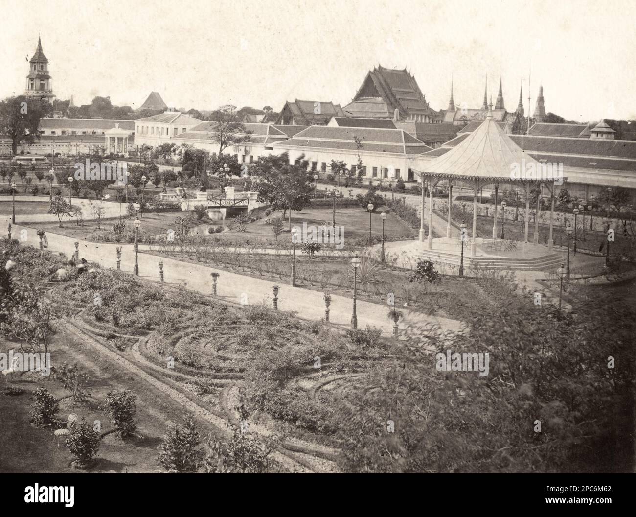 Vintage 19th c. photo: Thailand, Siam, Bangkok Royal Palace Stock Photo