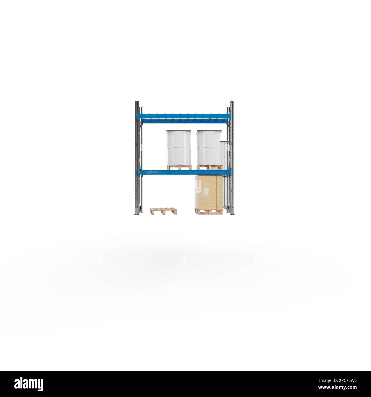 an industrial shelving with two containers on it, 3d rendering Stock