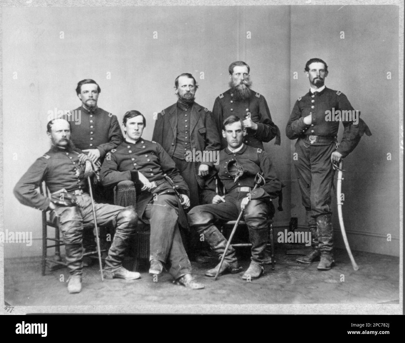 Bvt. Brigadier General C. D. McDougall i.e. MacDougall and staff. No. B77, Title from item, Gift; Col. Godwin Ordway; 1948. MacDougall, Clinton Dugald, 1839-1914, United States, History, Civil War, 1861-1865. Stock Photo