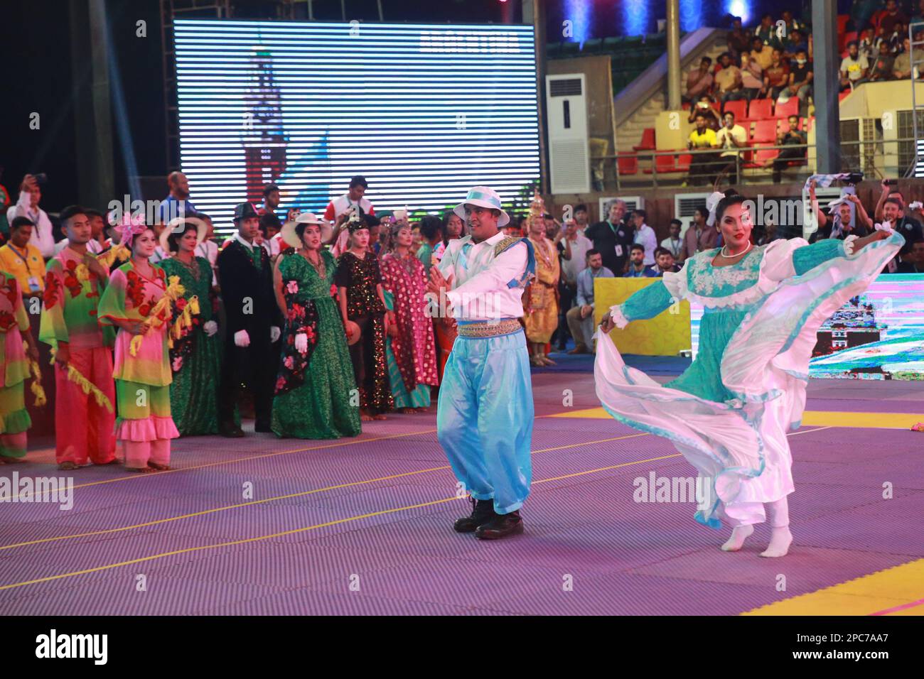 Cultural presentation reflecting all the 12 participant countries performed by Police Sangskritik Gosthi as The Bangabandhu Cup International Kabaddi Stock Photo