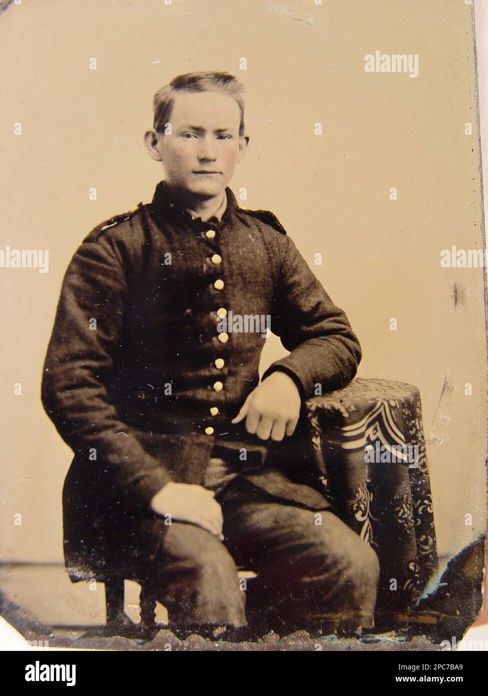 Unidentified young soldier in Confederate uniform. Unidentified young soldier in Confederate uniform Stock Photo