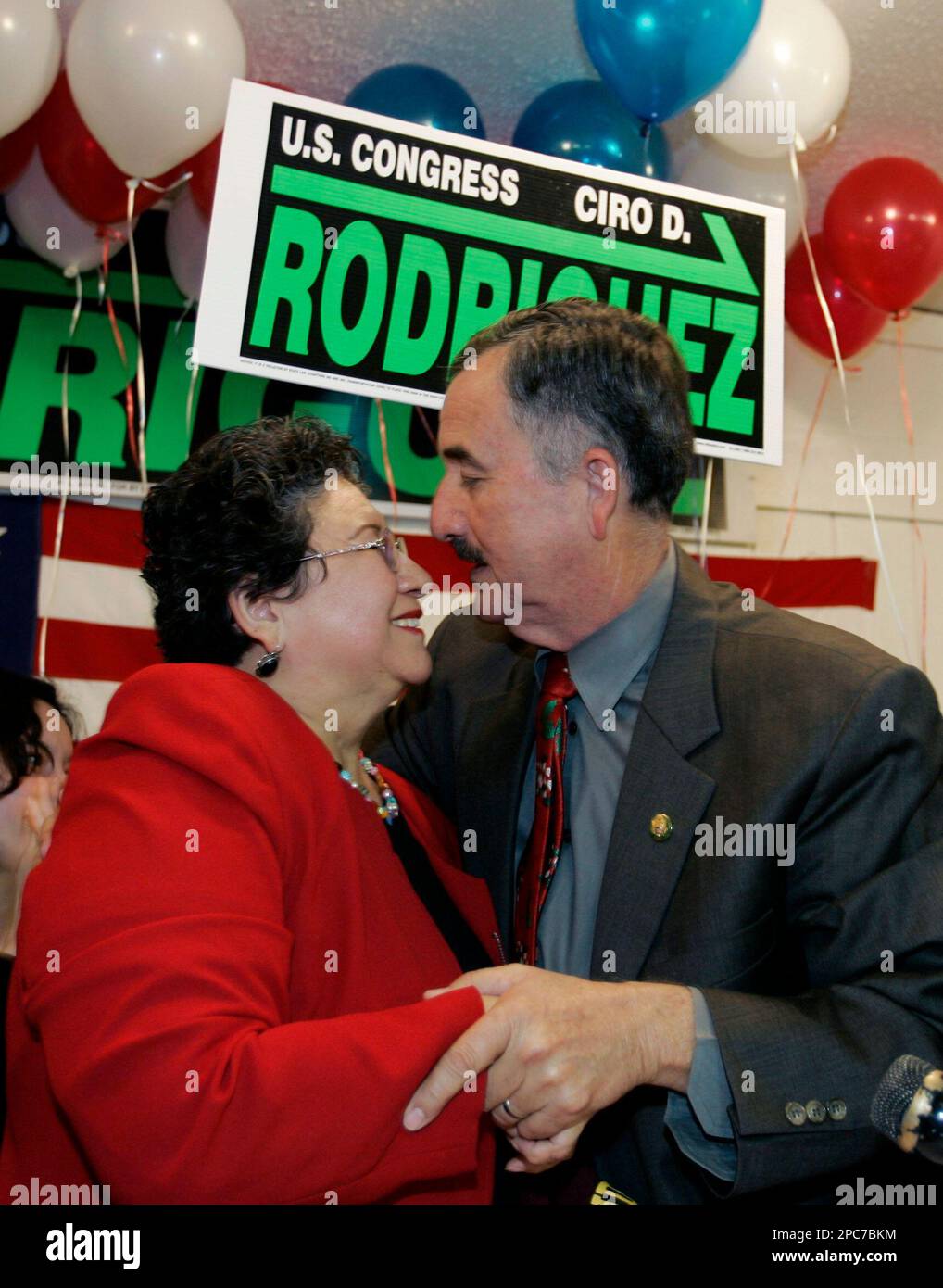 Democratic candidate Ciro Rodriguez celebrates celebrates with his