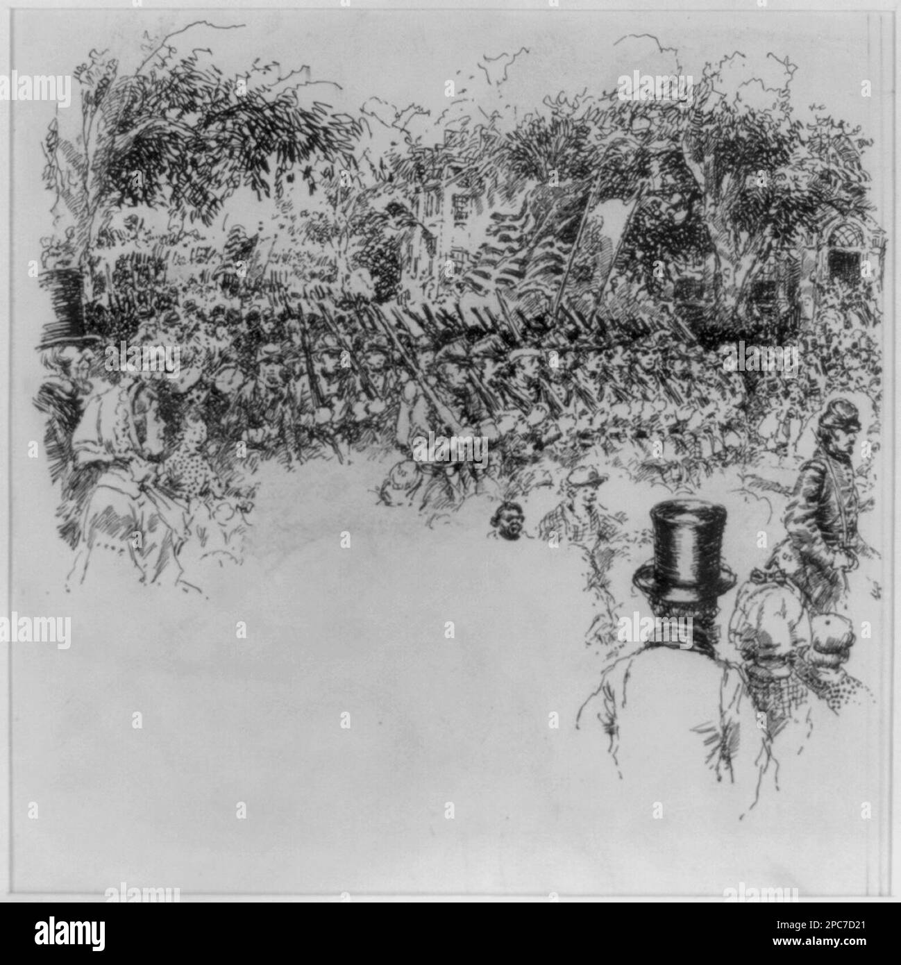 Crowd watching military parade. Cabinet of American illustration ...