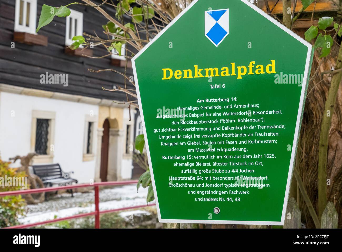 Historical halftimbered houses in Waltersdorf Zittau Mountains Stock