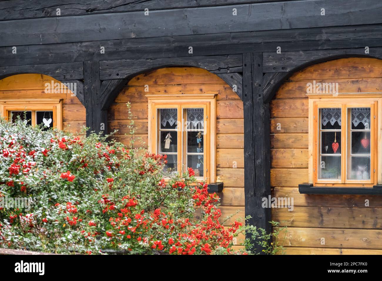 Historical halftimbered houses in Waltersdorf Zittau Mountains Stock