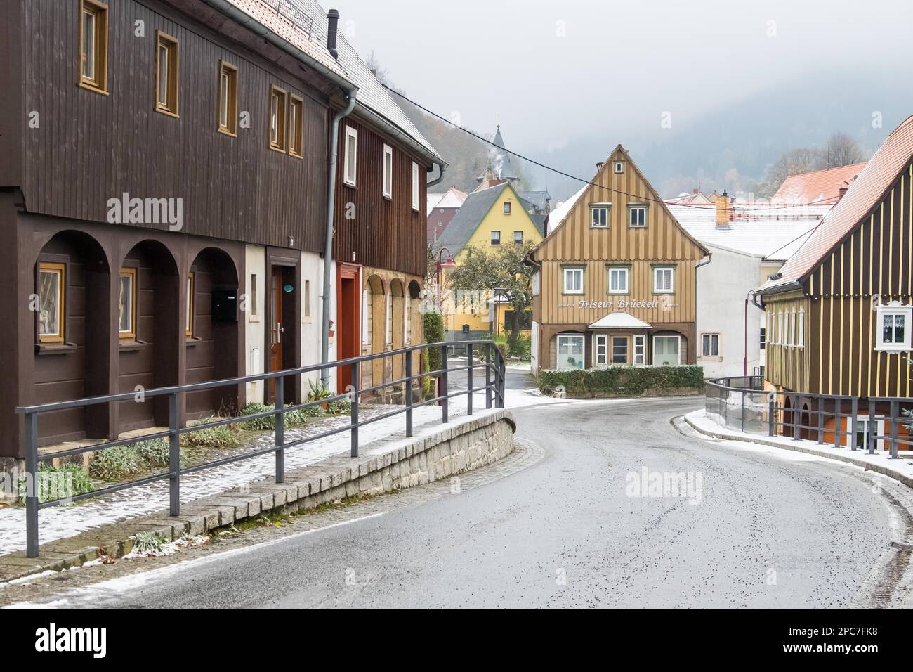 Historical halftimbered houses in Waltersdorf Zittau Mountains Stock