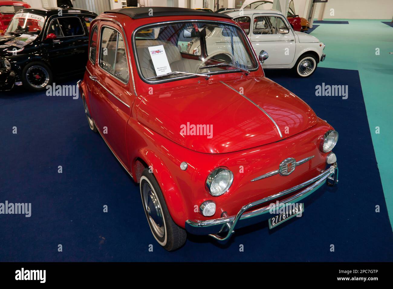 Three-quarters Front View of an early Fiat 500, on display at the 2023 London Classic Car Show Stock Photo