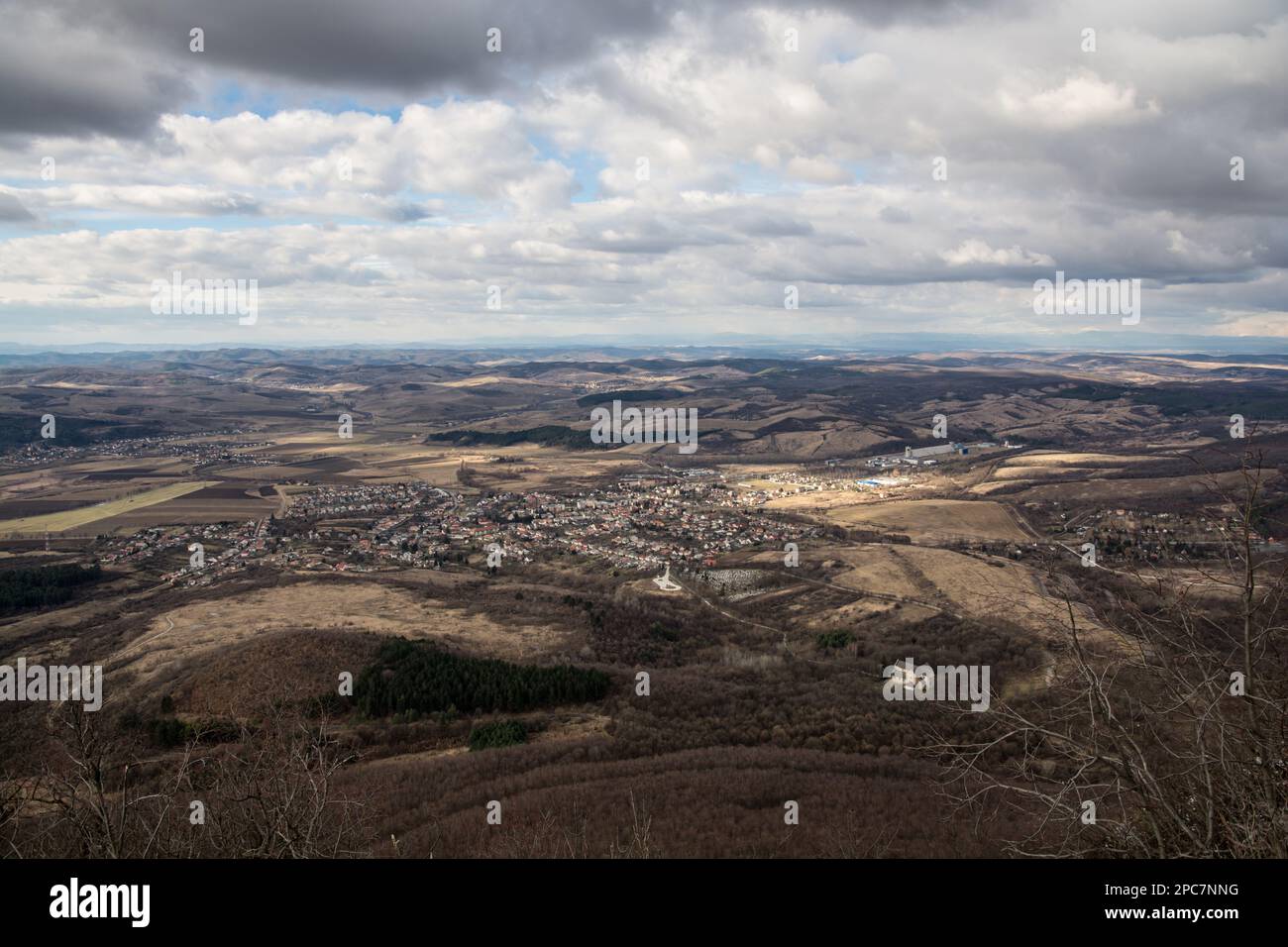 View from the top of the rocky mountain. Hungary, Bélapátfalva Stock Photo