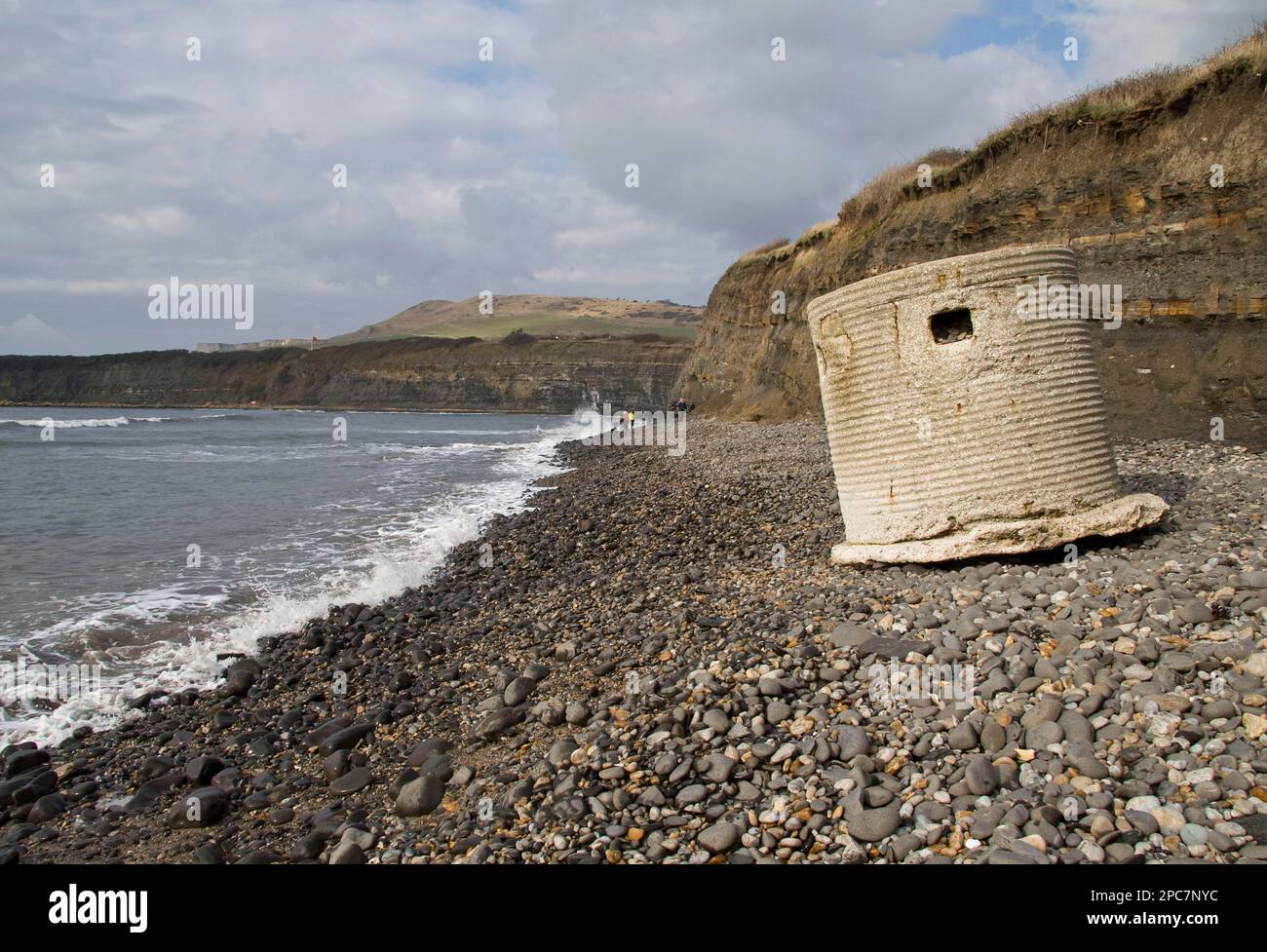 World War II pillbox on a shingle beach, Kimmeridge, Dorset, England, United Kingdom Stock Photo