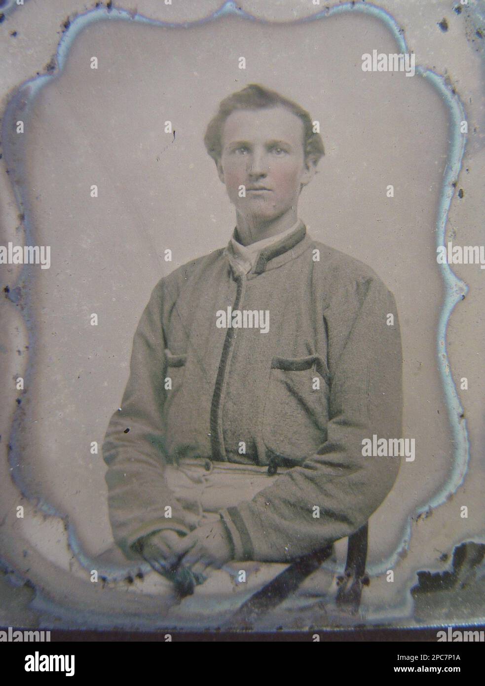 Lieutenant Horatio J. David of Company B, 16th Georgia Infantry Regiment. Liljenquist Family Collection of Civil War Photographs , Published in: Serrano, Domenick A. Still more Confederate faces. Bayside, N.Y.: Metropolitan Co, 1994, p. 110, Published in: Bollinger, Matt. A country divided: Images of America's warring sons. American Historical Investments, 2004, p. 59, Published in: McDonald, JoAnna M. Faces of Gettysburg. Redondo Beach, California: Rank and File Books, 1997, p. 24, Exhibited: 'The Last Full Measure : Civil War Photographs from the Liljenquist Family Collection' at the Library Stock Photo