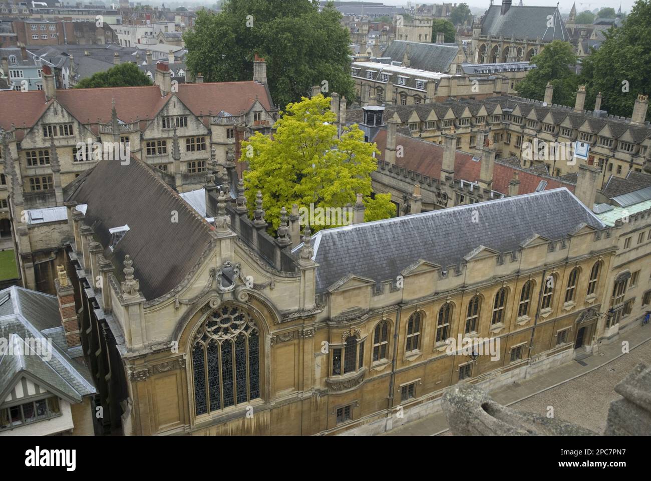View of city houses and colleges, St. Mary's Church, Oxford University, Oxford, Oxfordshire, England, United Kingdom Stock Photo