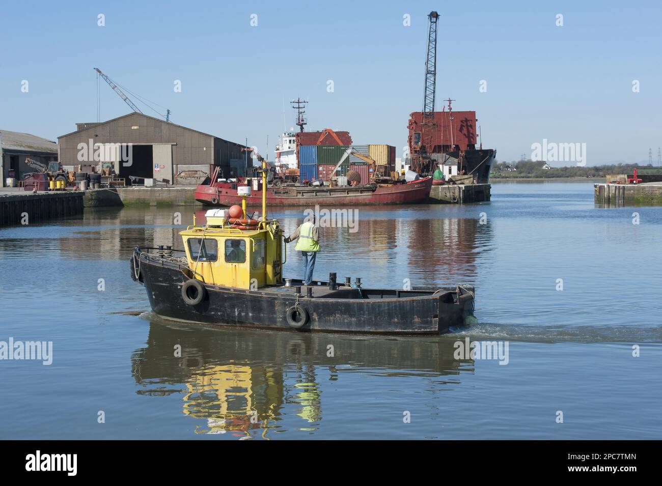 Boats in dock, Glasson Dock, River Lune, Lancaster, Lancashire, England, United Kingdom Stock Photo
