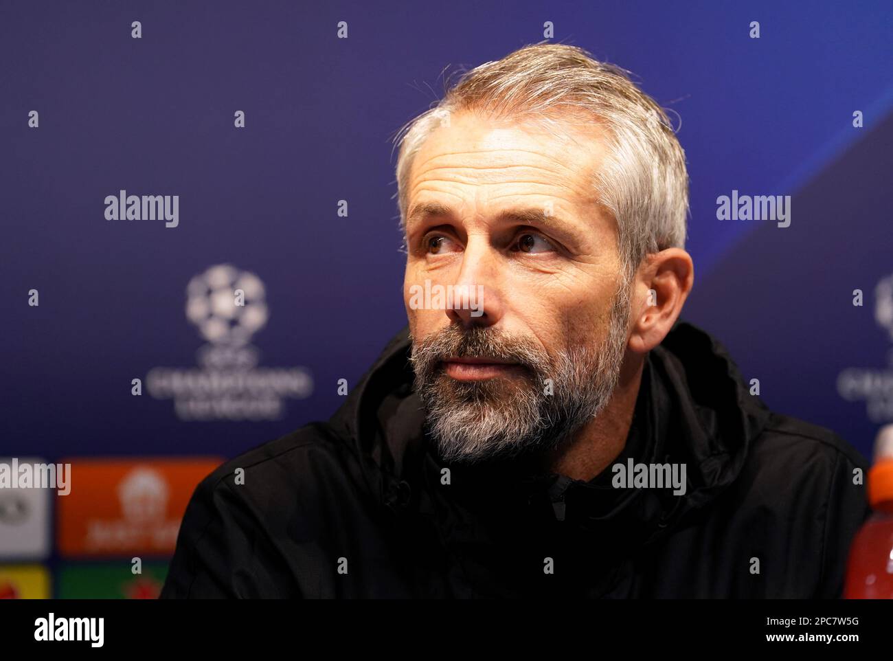 RB Leipzig manager Marco Rose during a press conference at the Etihad