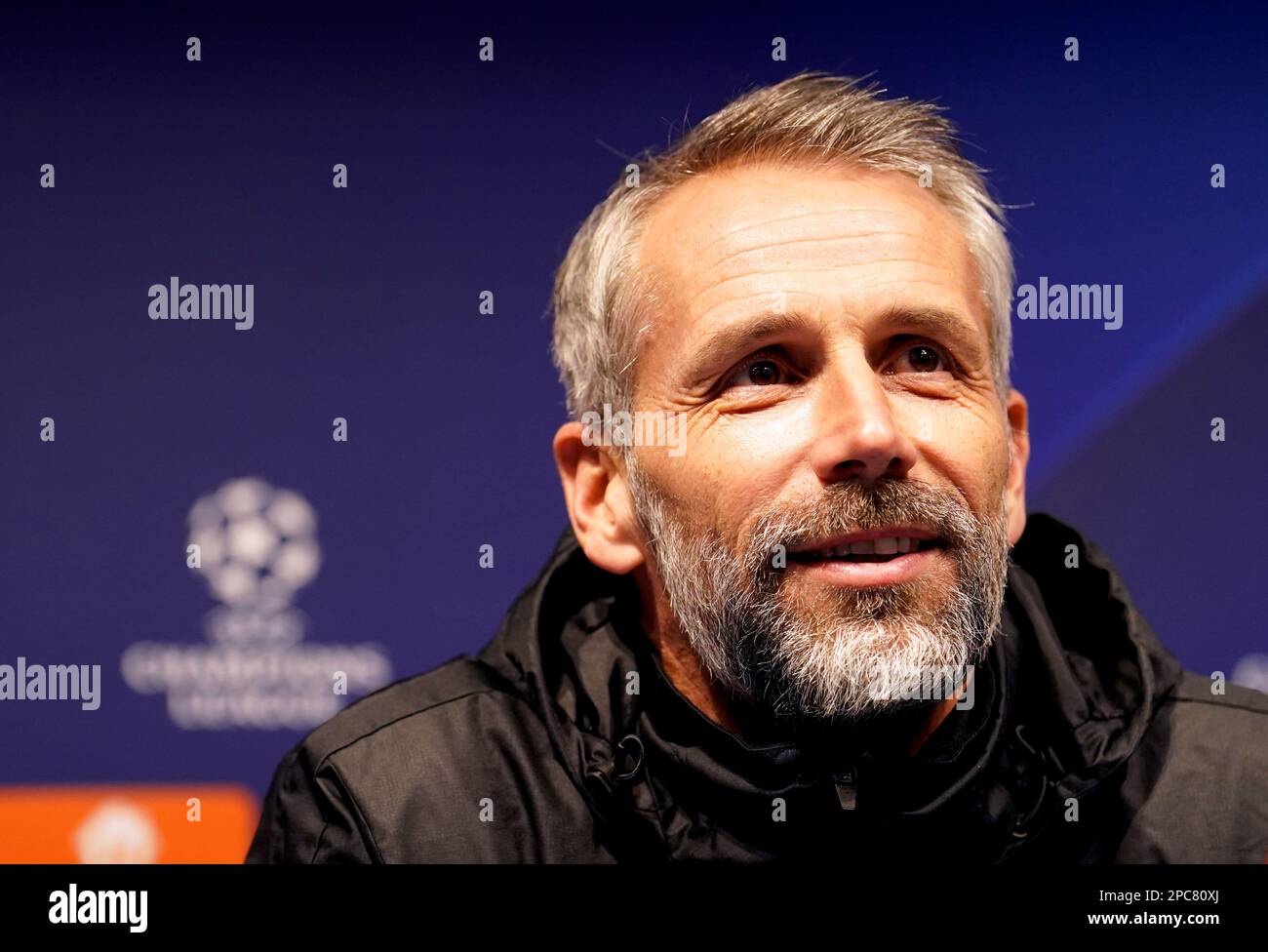 RB Leipzig manager Marco Rose during a press conference at the Etihad ...