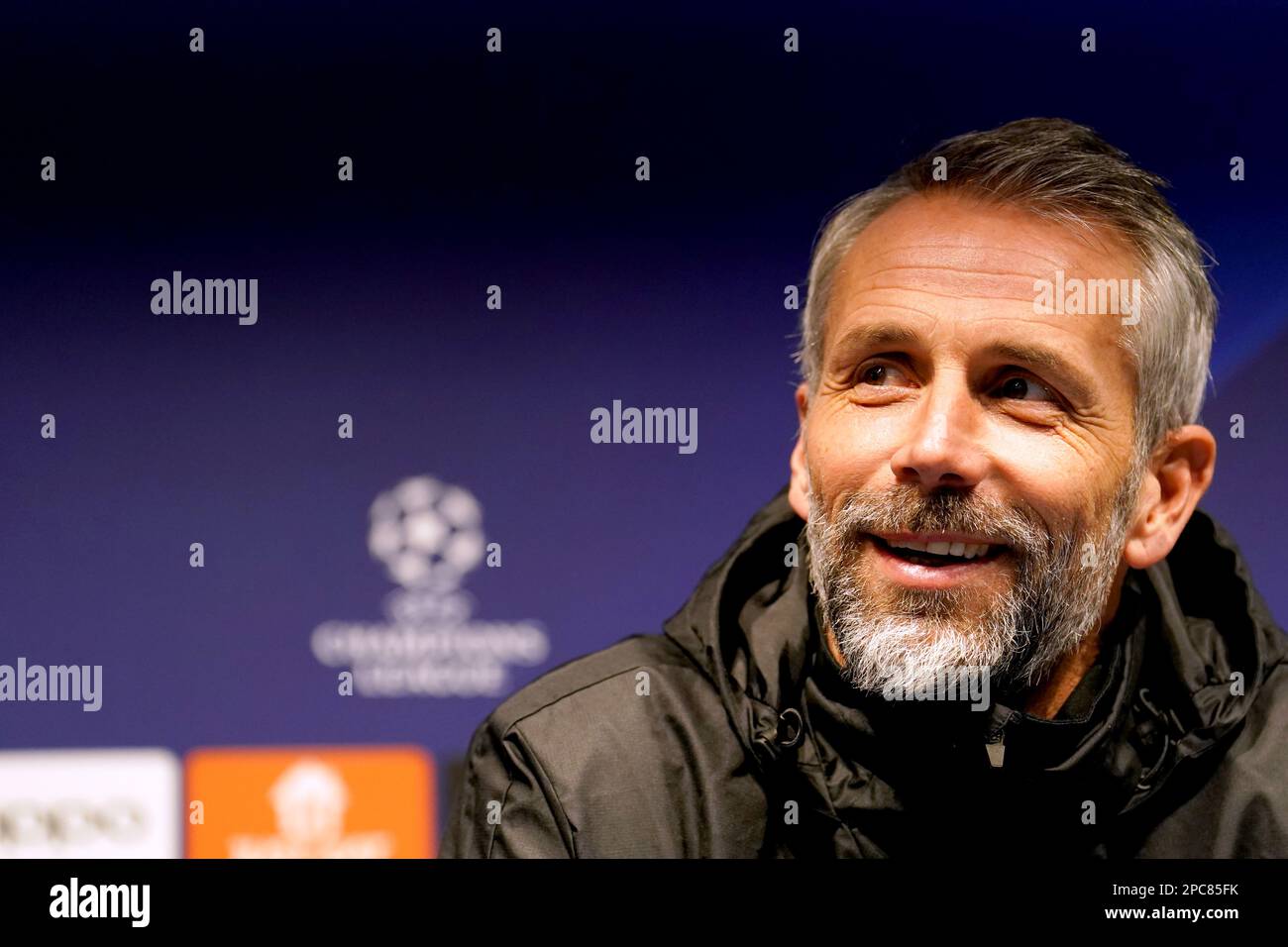 RB Leipzig manager Marco Rose during a press conference at the Etihad ...
