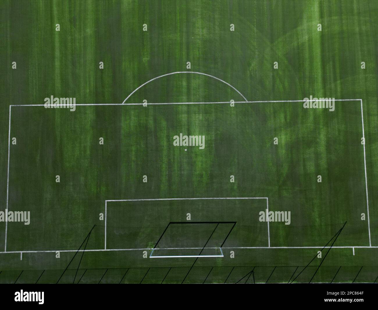 a Soccer field in the countryside, aerial view from drone Stock Photo ...