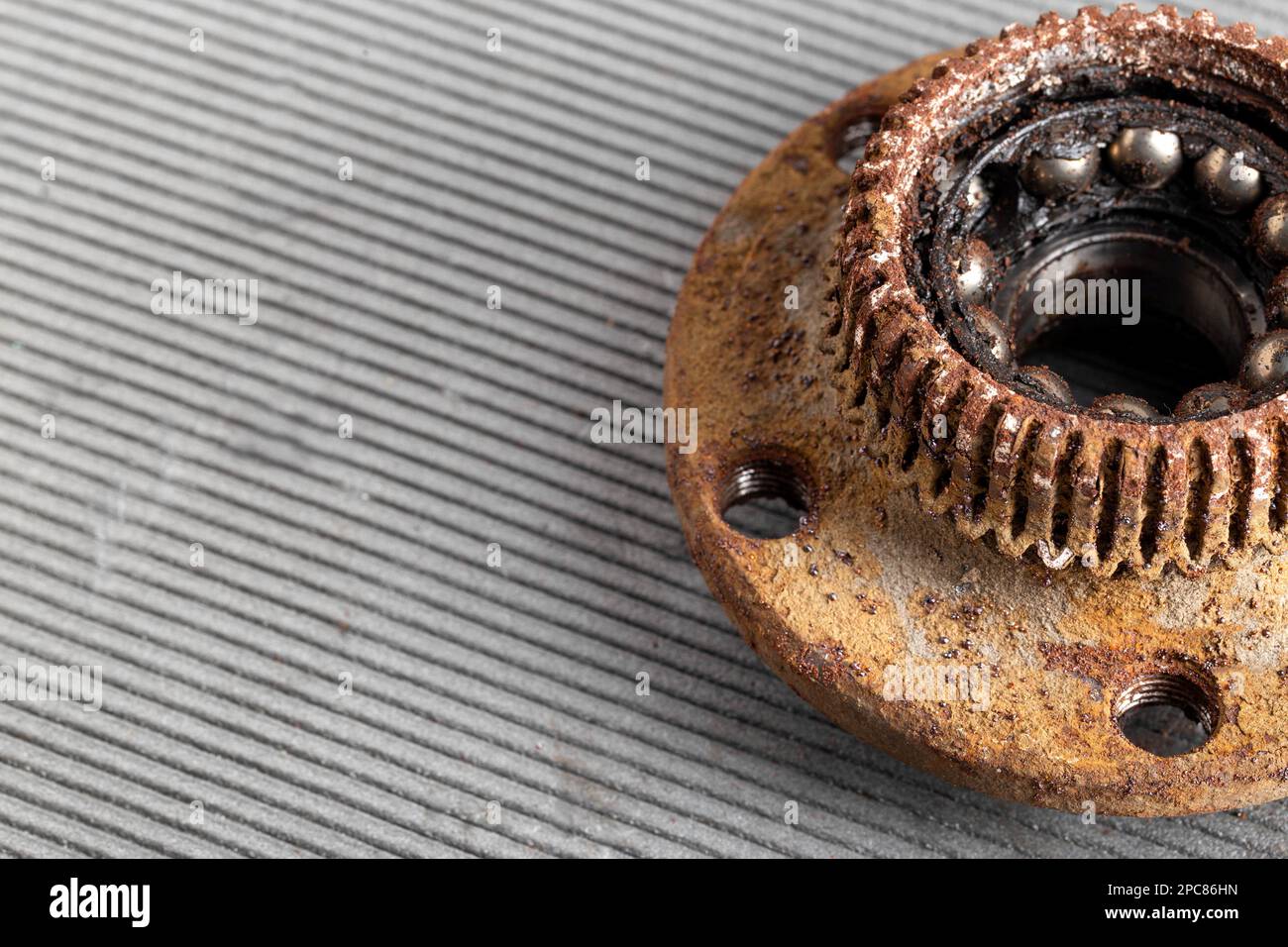 Old rusty wheel hub with a broken bearing. Bearing jamming. Automotive Part Stock Photo Alamy