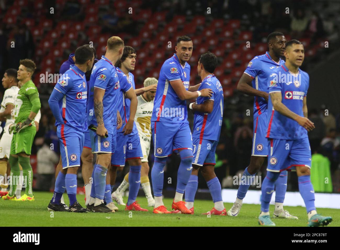 March 11, 2023, Mexico City, Mexico: Cruz Azul team, during the match between Cruz Azul and Pumas of the Closing Tournament 2023 at Azteca Stadium. on March 11, 2023 in Mexico City, Mexico. (Photo by Ismael Rosas/ Eyepix Group) Stock Photo