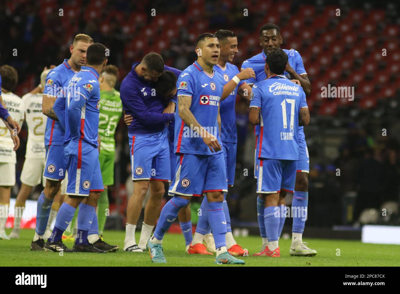 March 11, 2023, Mexico City, Mexico: Cruz Azul team, during the match between Cruz Azul and Pumas of the Closing Tournament 2023 at Azteca Stadium. on March 11, 2023 in Mexico City, Mexico. (Photo by Ismael Rosas/ Eyepix Group) Stock Photo