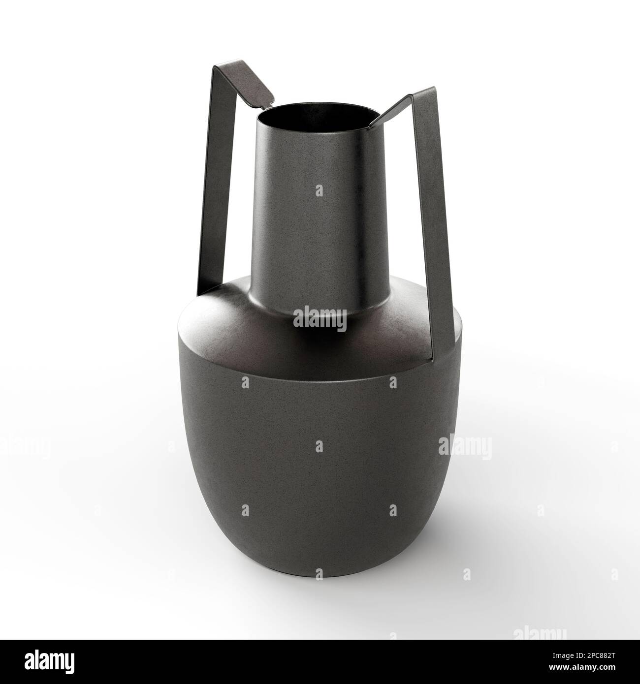 An isolated photograph of a metal vase with a handle on a plain white background Stock Photo Alamy