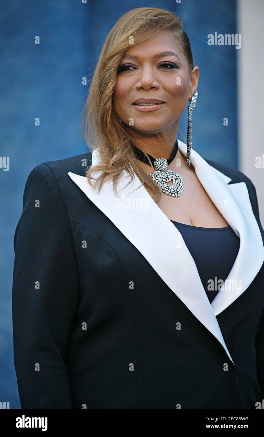 Beverly Hills, United States. 12th Mar, 2023. Queen Latifah arrives for the Vanity Fair Oscar Party at the Wallis Annenberg Center for the Performing Arts in Beverly Hills, California on Sunday, March 12, 2023. Photo by Chris Chew/UPI Credit: UPI/Alamy Live News Stock Photo