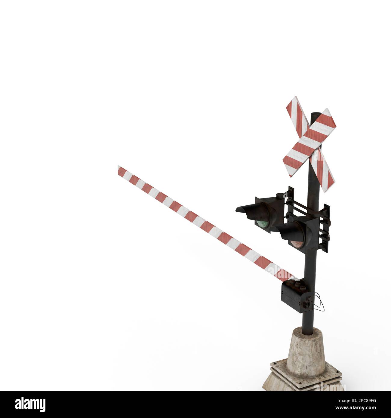 A railroad crossing sign adorned with a vibrant red stoplight at its