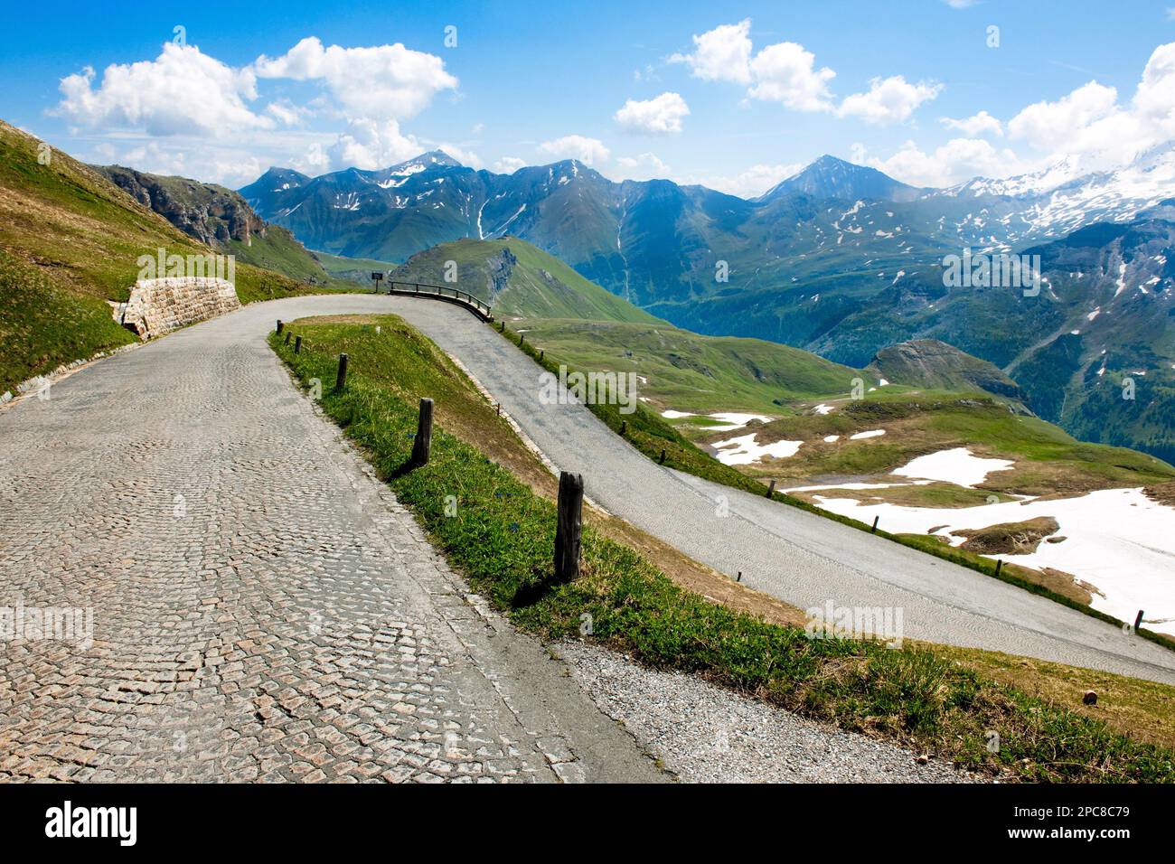 Old Grossglockner High Alpine Road, serpentine, cobblestones, Carinthia, ?East Tyrol, Austria Stock Photo