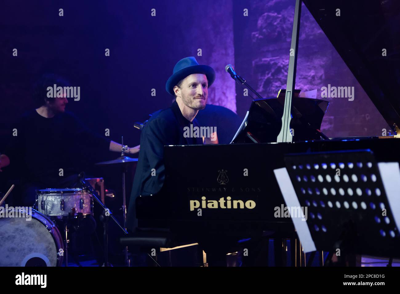 March 13, 2023, Turin, Italy, Italy: Jeremiah Fraites, co-founder of the band ''The Lumineers'' performs an evocative live to present his new album ''Piano Piano'' in the Sala Duomo of the OGR Officine Grandi Riparazioni. (Credit Image: © Bruno Brizzi/Pacific Press via ZUMA Press Wire) EDITORIAL USAGE ONLY! Not for Commercial USAGE! Stock Photo