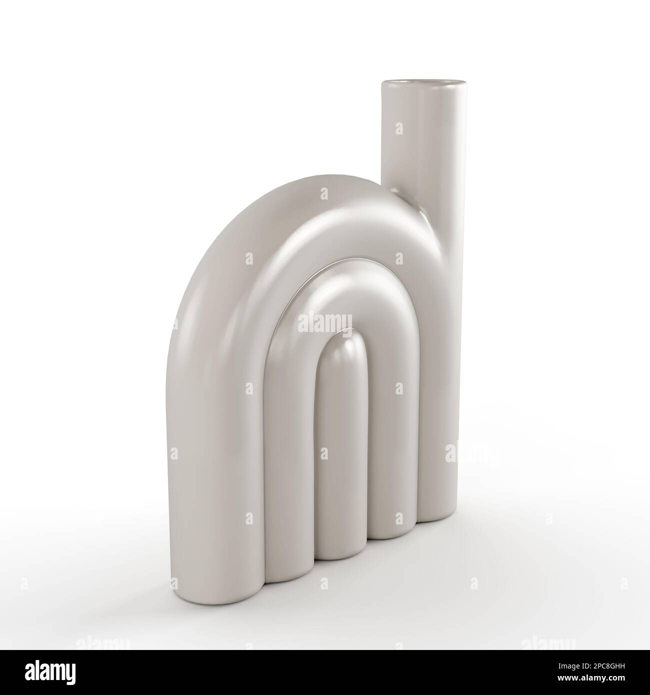 A white object with metallic components in an abstract design Stock Photo
